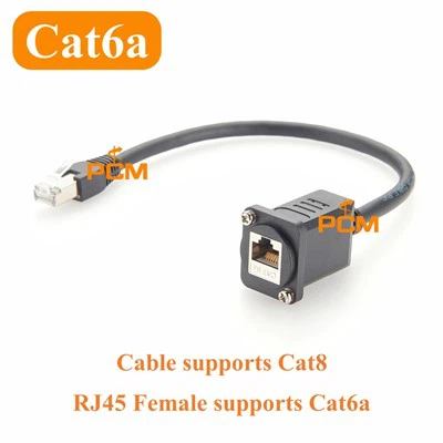 RJ45 CAT6A CAT8 Ethernet Panel Mount Cable