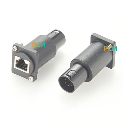 Chassimonterad RJ45 till XLR 5-stifts DMX-adapter