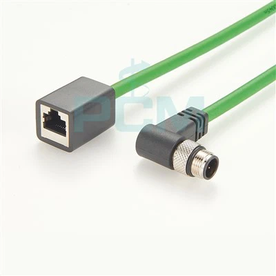 RJ45 hona till profinet-kabel M12 D-kod rätvinkelkontakt Högflex industriell Ethernet-kabel